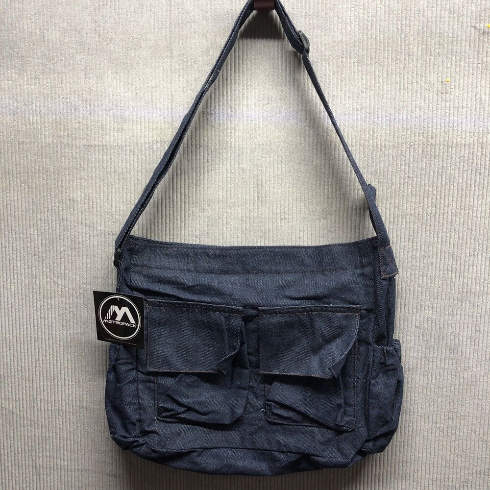 Metropack Messenger Bag Size Med Denim Adjustable Strap NWT